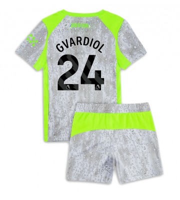 Manchester City Josko Gvardiol #24 Tercera Equipación Niños 2025-26 Manga Corta (+ Pantalones cortos)